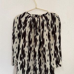 Tory Burch Black and White Abstract Blouse